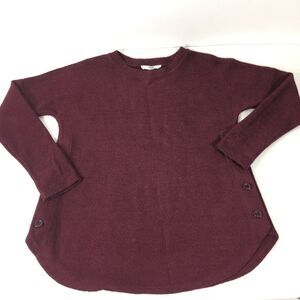 BB Dakota Womens Long Sleeve Sweater Tunic XS Maroon Red Button Detail